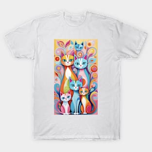 Colorful Cat Conundrum: Abstract Feline Fantasy T-Shirt